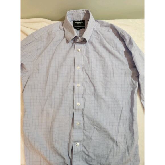 Bonobos Shirt Mens Small Short Blue Check Athletic Long Sleeve Preppy Business - Picture 2 of 12